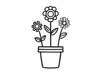 flower pot line art illustration