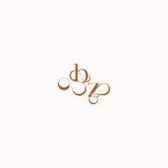 ZB letter luxury minimalist logo design wedding initial concept caligraphic style monogram