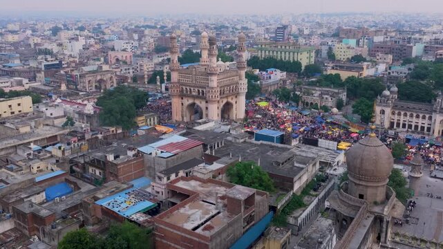 The Charminar is a historic monument and mosque located in the heart of Hyderabad, Telangana