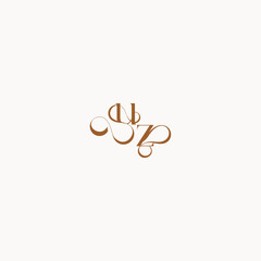Fototapeta premium ZU letter luxury minimalist logo design wedding initial concept caligraphic style monogram