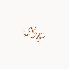 ZV letter luxury minimalist logo design wedding initial concept caligraphic style monogram