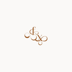 XF letter luxury minimalist logo design wedding initial concept caligraphic style monogram