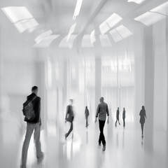 group of people in the lobby business center