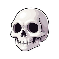 Fototapeta premium Cartoon Skull Illustration with Detailed Features Black Eyes and Grinning Mouth.