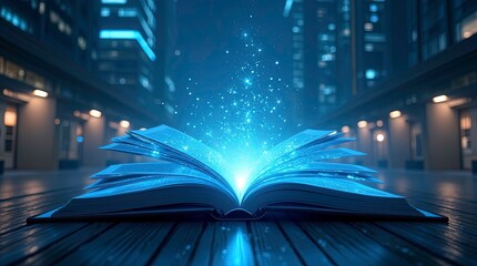 Modern digital book for learning in digital futuristic style.ai generative