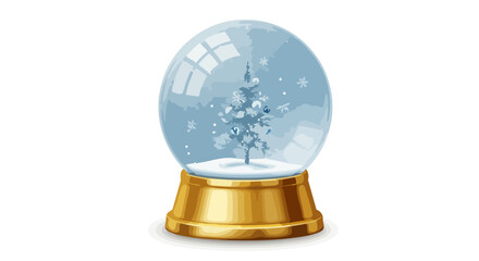Classic GoldBased Snow Globe with Winter Scene.
