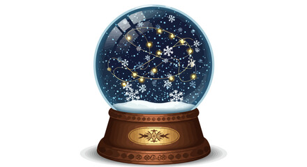 Classic Wooden Base Snow Globe with Winter Scene.