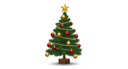 Obraz premium Decorated Christmas Tree with Ornaments and Star.