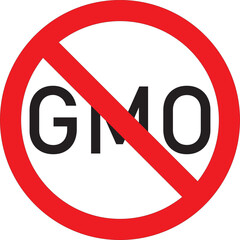 no genetically modified food allowed prohibition sign vector illustration with crossed-out GMO symbol inside red circle and diagonal slash for restriction health safety and public