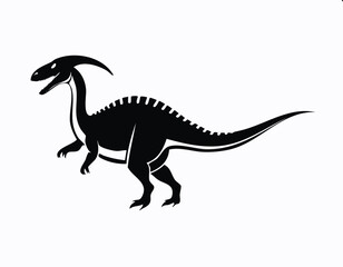 Obraz premium Spinosaurus Dinosaur Animal Vector Logo in Black and White, Minimalist Style, Ideal for Wildlife Branding, Nature Illustration, and Unique Animal Identity 