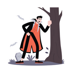 Creepy peek Flat Vector illustration 