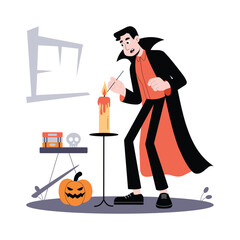 Candle Light Flat Vector illustration 