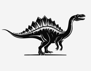 Spinosaurus Dinosaur Animal Vector Logo in Black and White, Minimalist and Simple Design, Perfect for Wildlife Branding, Nature Illustration, and Unique Animal Identity
