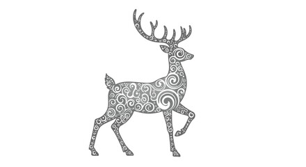 Fototapeta premium Ornate Walking Deer Design with Detailed Swirling Patterns.