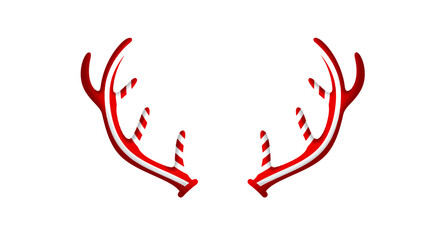 Fototapeta premium Red Reindeer Antlers with Candy Cane Stripes Christmas Decoration.