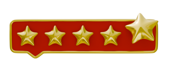 3D render customer review golden five star feedback