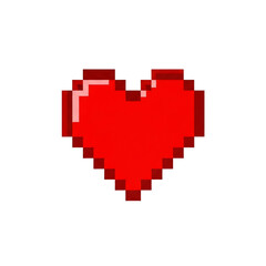 Obraz premium Pixelated Red Heart Icon with Blocky Design and Digital Aesthetic.