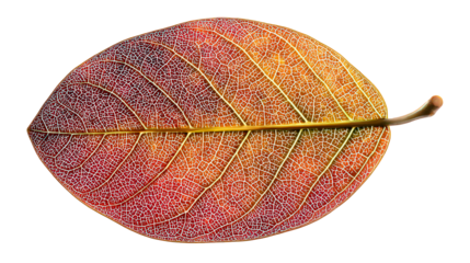 Red Orange Leaf Detailed Macro Photography with Transparent Background