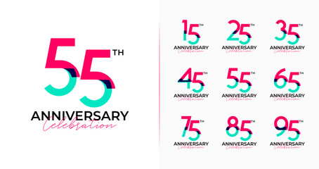 Modern digital anniversary logo design. Number symbol with overlapping an colorful concept for creative birthday