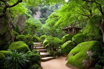 Lush Japanese garden path (1)