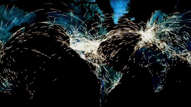 Global Map Showing Air Traffic and Flight Paths Around the World