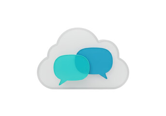 Isolated Cloud Collaboration with Turquoise and Blue Speech Bubbles for Messaging Concepts