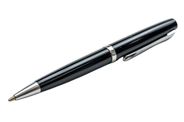 Sleek black ballpoint pen angled