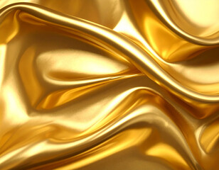 Luxurious flowing gold fabric with elegant ripples and highlights