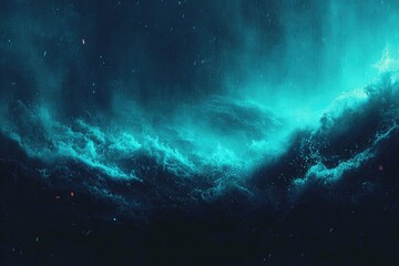 Obraz premium Deep space nebula, swirling turquoise clouds
