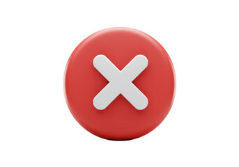 Isolated Red Cross Button for Cancel Confirmation Rejection Removal Dismissal Stop Sign