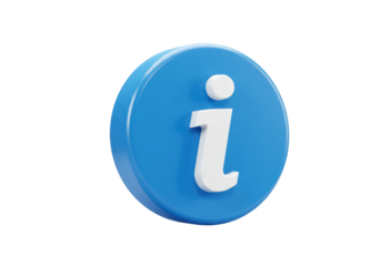Isolated info icon in bright blue circle with white information letter symbol
