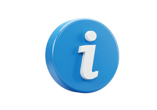 Isolated info icon in bright blue circle with white information letter symbol