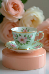 Vintage Teacup with Floral Design