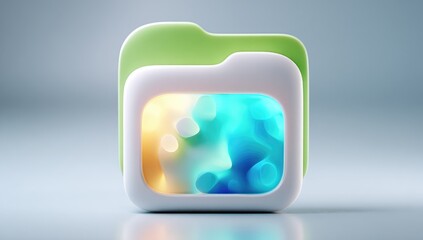 3D folder icon, vibrant colors