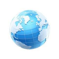 Realistic Render of a Transparent Globe with Blue Oceans and White Continents Against a Black Background