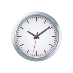 Classic Wall Clock Design with Red Accents and Simple White Background for Home and Office Settings