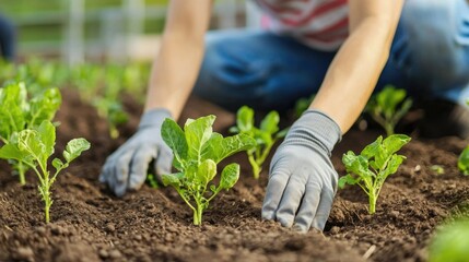 Eco Friendly Urban Community Garden with People Planting Vegetables for Sustainable Food Production and Environmental Conservation
