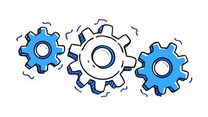 Blue Gears Interlocking mechanical machinery