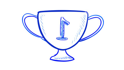 Blue trophy with number one award first place