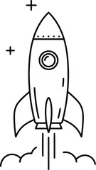 Hand drawn rocket launching into space