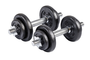 Fototapeta premium Two black iron dumbbells