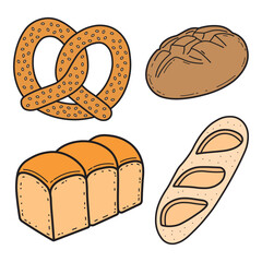 Bread Vector Bundle – Pretzel, Sourdough, Milk Bread, Baguette