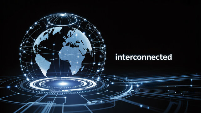 Global network interconnected world technology connection internet communication system concept 3d - Powered by Adobe