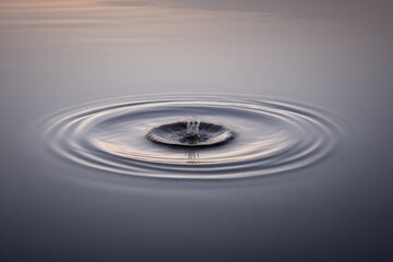 A water droplet impacting a still surface, creating concentric ripples