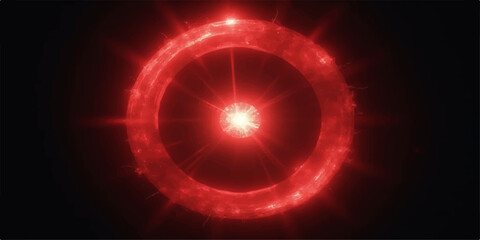 A glowing fiery number bursts with light and energy in an abstract red background filled with sparkling stars