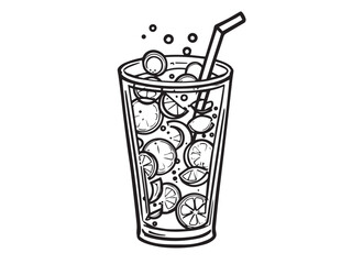 Lemon-lime soda line art illustration