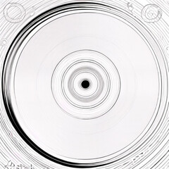 Minimilist circular design with concentric rings and a central black dot creating an abstract pattern art drawing vector
