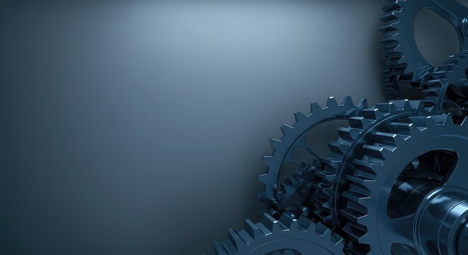 Elegant gears background shows sophisticated engineering and mechanical precision perfect for manufacturing, industrial, or corporate technology presentations