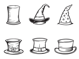Magician hat line art illustration