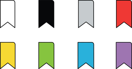Colorful bookmark icons set